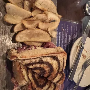 Reuben sandwich with awesome fries