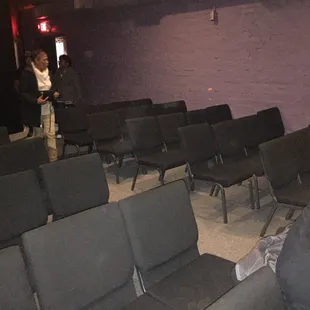 Tiny theatre in a basement. Room for about 50.