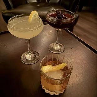 two cocktails on a table