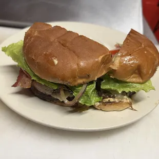 a plate with a sandwich on it