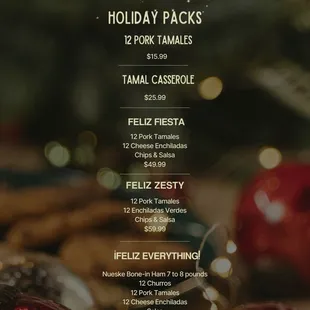Holiday Family Packages.