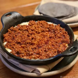 Queso fundido with chorizo