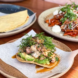 two plates of food on a table