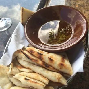 Fresh pita and oil