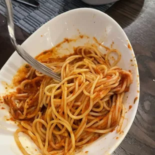 Pasta with marinara side