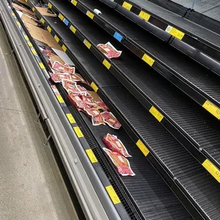 empty shelves in a grocery store
