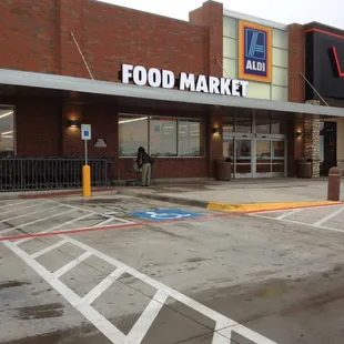 the entrance to a food market