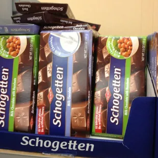 a display of chocolate bars in a store