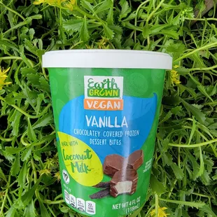 a cup of ice cream on the grass