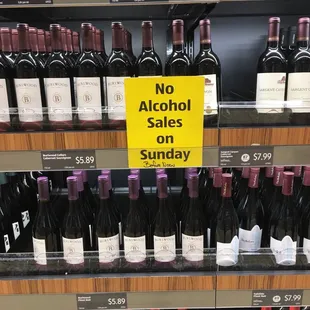 a no alcohol sales sign in a store