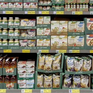 a variety of food items in a grocery store