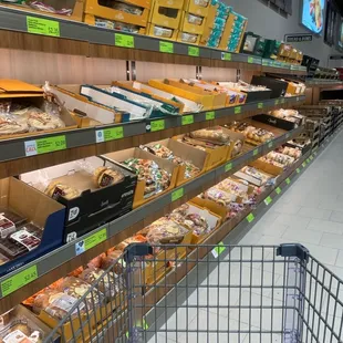 a shopping cart in a grocery store