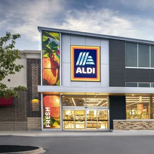 the exterior of the aldi store