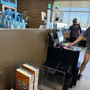 Blonde lady rude to all customers.