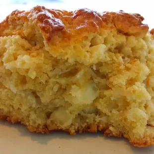 orange, white chocolate, coconut scone insides. you can see the white chocolate goodness &amp; the glorious orange zest speckles :)