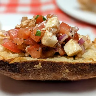 Close up of bruschetta