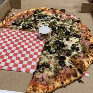 a half eaten pizza