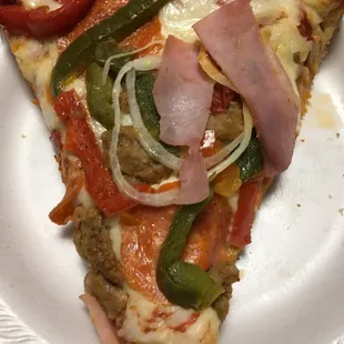 The deep deep dish with ham, sausage, pepperoni, onions and sweet peppers. This is best pizza I've ever had!!!! Service was phenomenal.