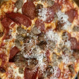pepperoni and sausage pizza