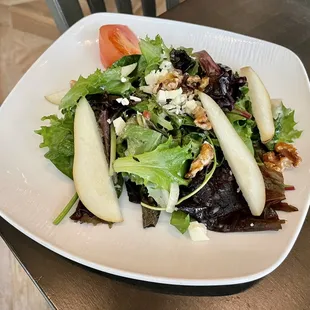 Salad verde with Bosc pear and Gorgonzola
