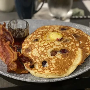 Blueberry-bacon pancakes