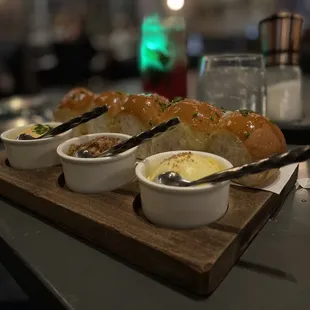 House bread with their 3 spreads. Not complementary