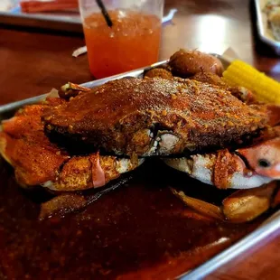 Dungeness Crab Boil with Ale&apos;s (All 3 combined) sauce.