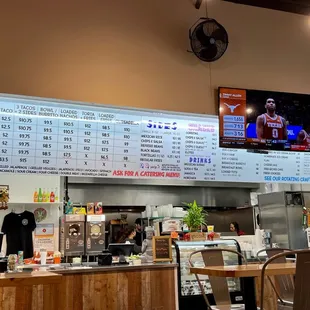 the menu of the restaurant