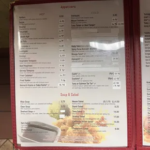 menu, sushi and sashimi