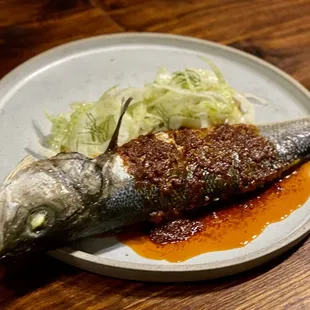 Roasted branzino