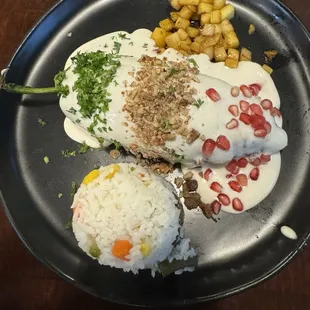 Chile En Nogada - representing Mexico's independence and is only available in September. Delicious.