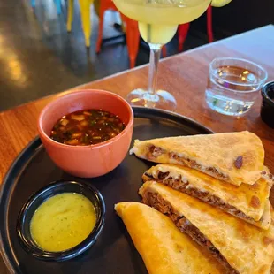 Margarita and Birria Quesadilla
