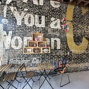 Limited seating to eat here, and historic brick for atmosphere