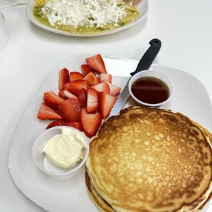 Pancakes Green Sauce and Chicken