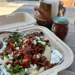 One pastor taco on their homemade tortilla $4