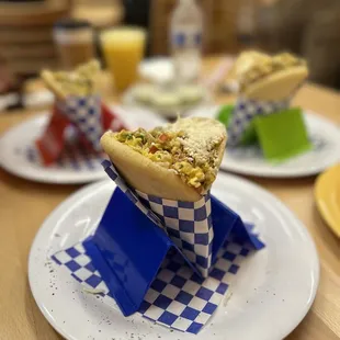 I love the taco stands to hold the arepas! Genius