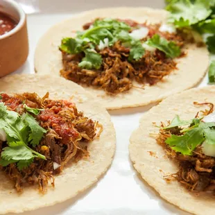 three tortillas with salsa