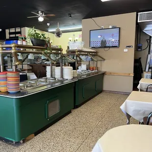 The lunch buffet station