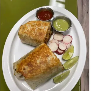two burritos on a plate