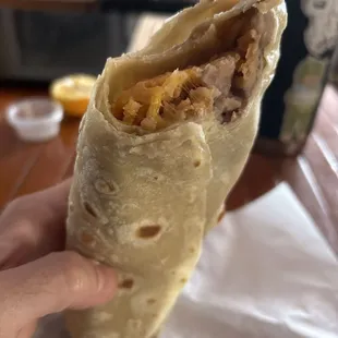 BRC, bean rice and cheese burrito.