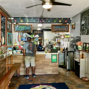 a man standing at the counter