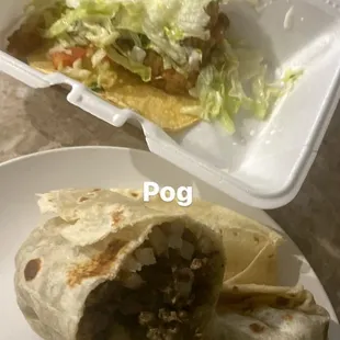 a burrito and a salad