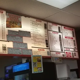 Updated menu and prices. Photo taken 10/10/2018