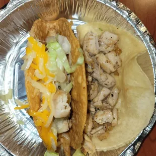 Fish tacos...one hard and 1 soft