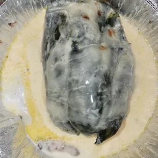 Chile rellano with shrimp in it