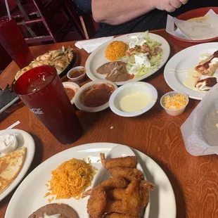 Cheese quesadilla, breaded shrimp, shrimp fajitas, chicken flauta. Don&apos;t forget to ask for the devil sauce if you like spicy.