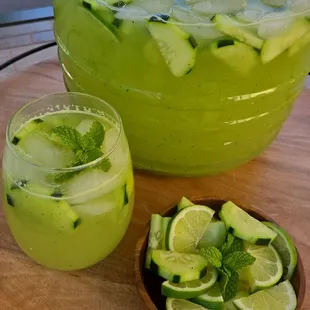 Cucumber lime agua fresca. One of the many flavors we offer.