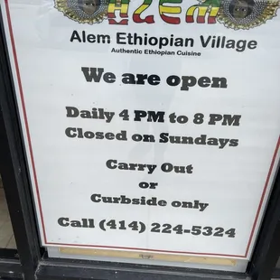 a sign in the window