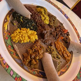 a plate of ethiopian food