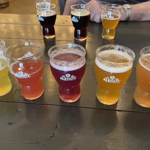 Sampling a variety of beers